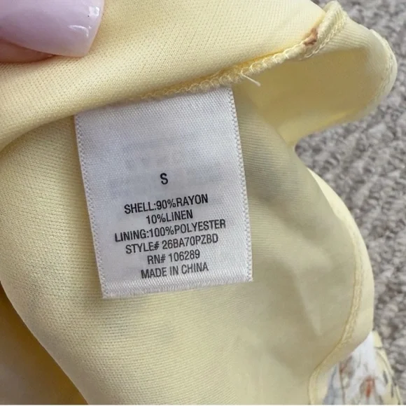 Yellow Floral Linen One Shoulder Dress - Picture 5 of 5